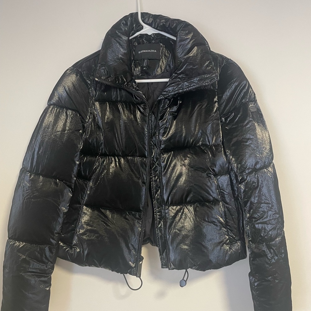 BCBGMaxAzria Black Metallic Puffer Jacket